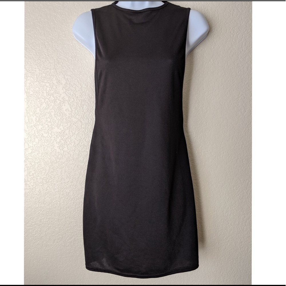 Basic Black high neck drop arm shift dress